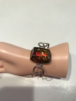 925 Sterling Silver Genuine 1.5” Baltic Amber Gemstone Bracelet, New with tag