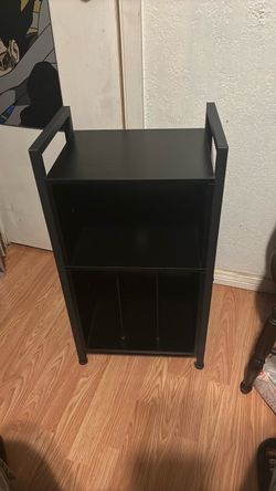 Black 2-Tier Record Player and Vinyl Stand