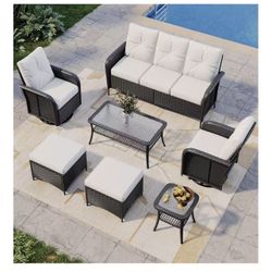 New, Outdoor Patio Set With Swivel Chairs( Already Assembled 