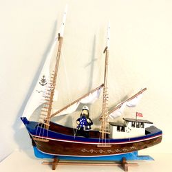 Handmade Wood Sailing Boat 