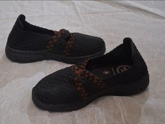 Black and Brown Woven Slip-On Shoes
