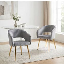 Set of 2 modern velvet dining chairs