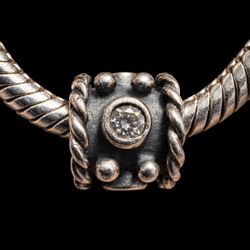 Retired Pandora Oxy Crown Charm 790221CZ Sterling Silver Clear CZ 925 ALE