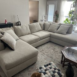 BRAND NEW Cream/beige Sectional With Ottoman