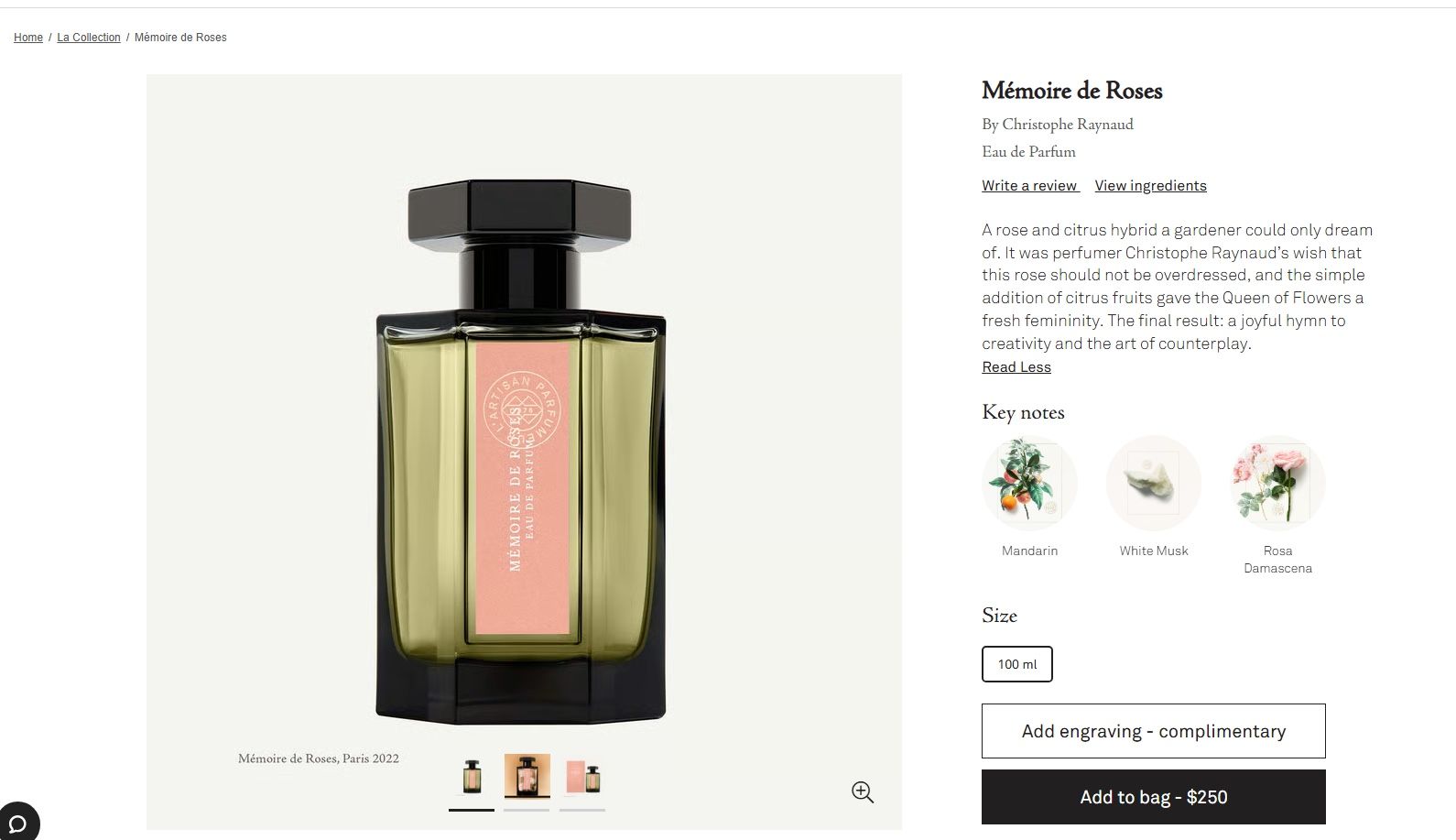 L\' Artisan Parfumeur Memoire De Roses 100ml