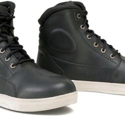 Milwaukee Leather MBM9002 Men's Black Leather Reinforced Street Biker Riding Shoes w/Shift Protect Ankle Support - 