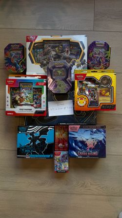 Pokemon charizard UPC first partner pack Chaos Rising ETB Mega Charizard Tin Journey Together Booster Bundle