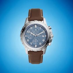 FOSSIL Dean Chronograph Blue Dial Brown Leather Men's Watch