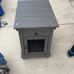 Grey End Table With Draw And Storage Space 