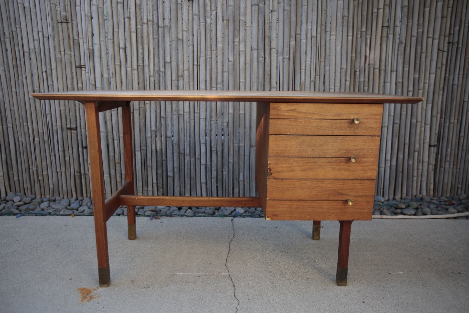 Vintage Mid Century Solid Wood Desk