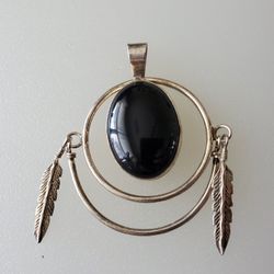 Black Gemstone Pendant Starling. $38