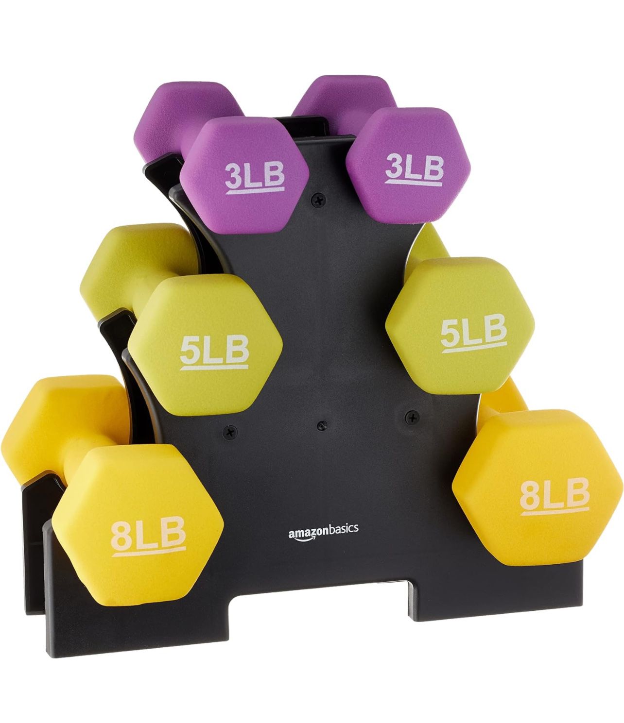 Amazon Basics Neoprene Coated Hexagon Workout Dumbbell Hand Weight Set