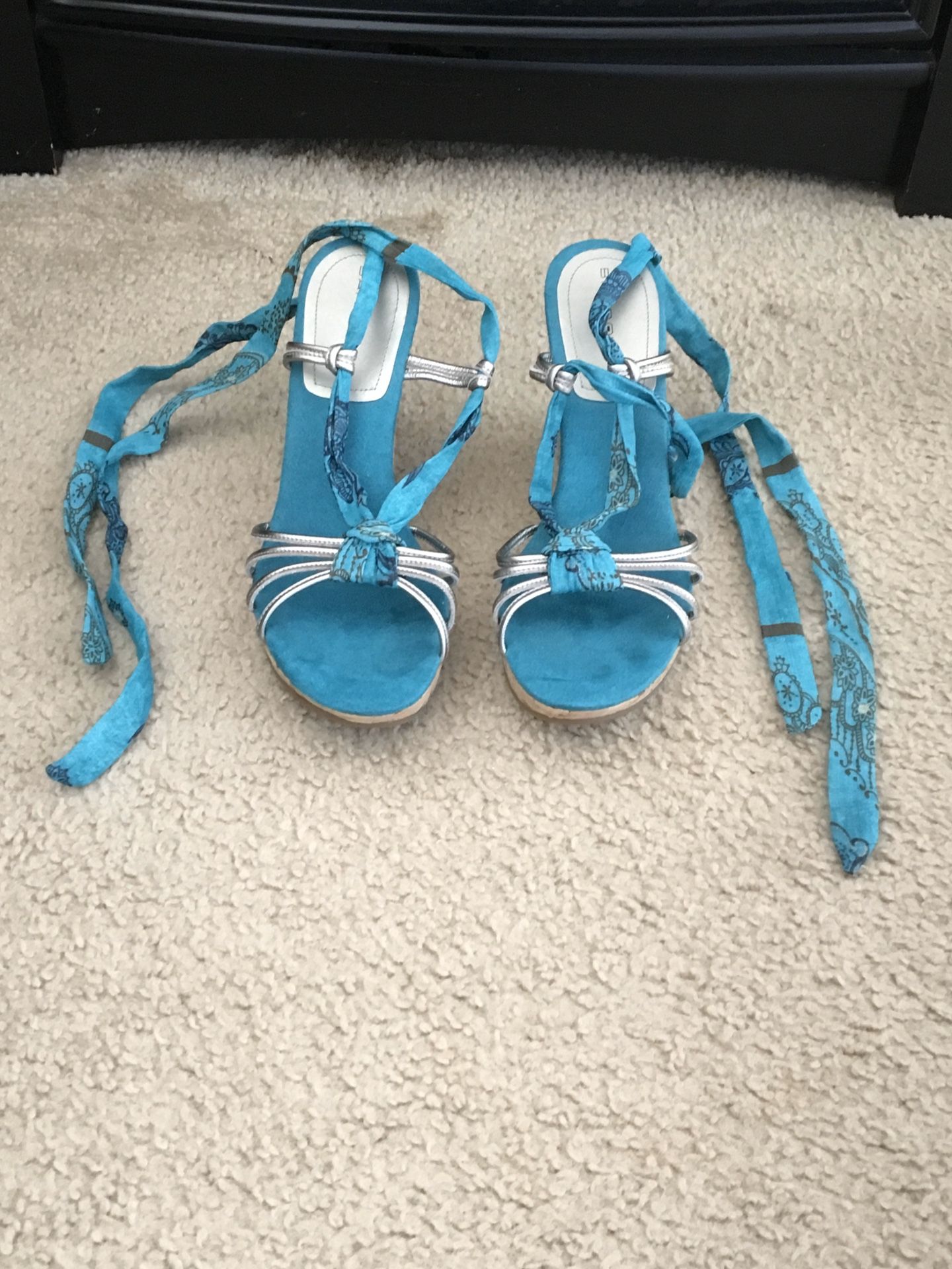 Blue Strap Up Heels (Size 7.5)