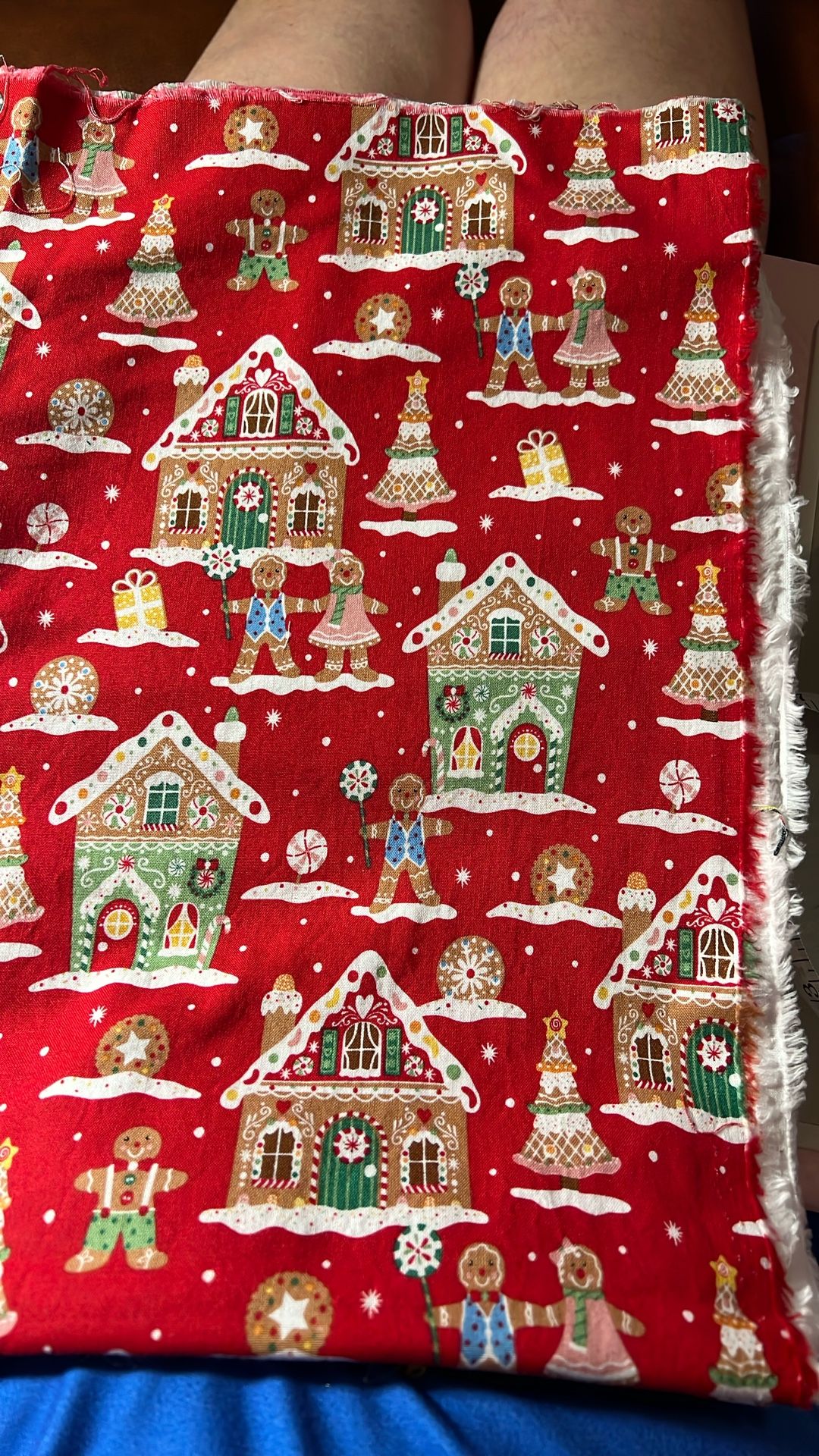 Fa-9 Christmas Red Gingerbread Houses Fabric