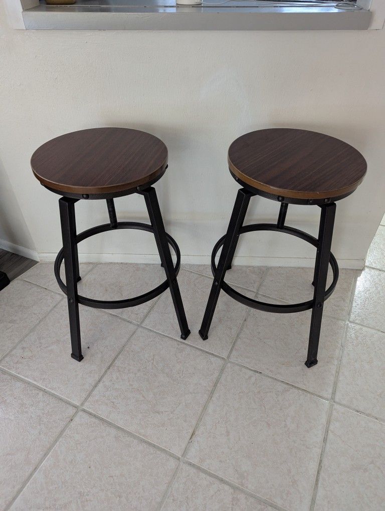 Two Adjustable Bar Stools - Like New Condition