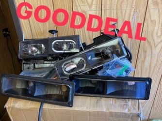 #76 Fit 94-99 Chevy CK Full Size Tahoe Headlight Suburban Silverado Halo Headlights Set Black  Head Light Lamp