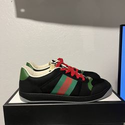 Mens Gucci Screener Suede Sneaker "Black Green”