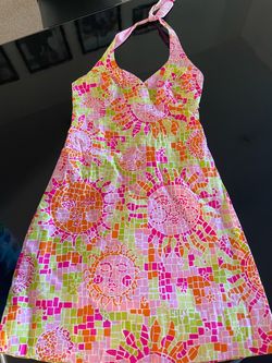 Lilly Pulitzer "Mosaic Sun Salute" Halter Cotton Dress size 2
