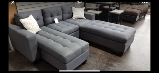 Charcoal grey fabric sectional