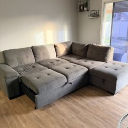 Living Spaces L Shaped Pullout Couch 