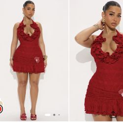 Fashionnova Textured Red Mini Dress