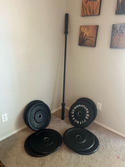 Olympic Bumper Plates and Barbell