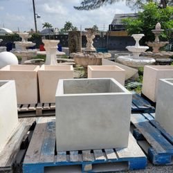 Concrete Large Square Planter or Water Fountain / Cement Stone Backyard Patio Pots Garden Planters / Outdoor Fountains
