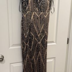 Elegant Gold And Black Evening Gown 