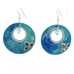 Designer Earring - Center Swarovski Crystal- Hand Painted By Artist- Cute Holiday Gift 