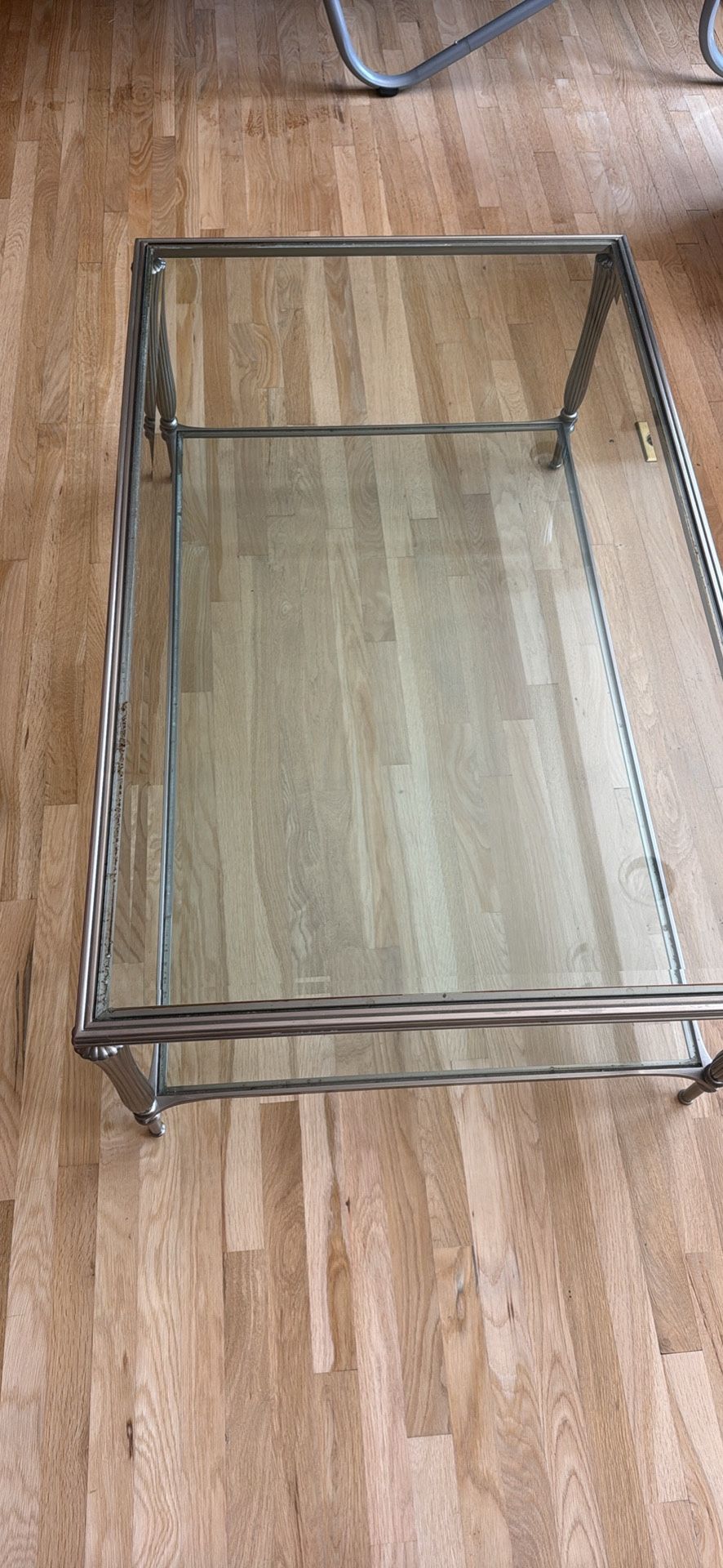 Ethan Allen Glass And Silver Coffee Table
