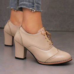 New With Tags High-quality Brand Brogue Khaki Color British Style High Heels Size 11  Pick Up At Country Club And Grant 