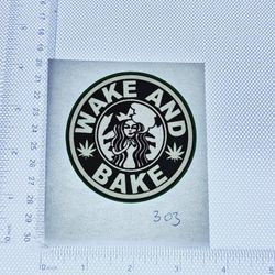 Iron On Heat Transfer  Good For T-shirts Sweaters Jackets T Shirt Design Size Is About 3x3 Starbucks Wake And Bake #303