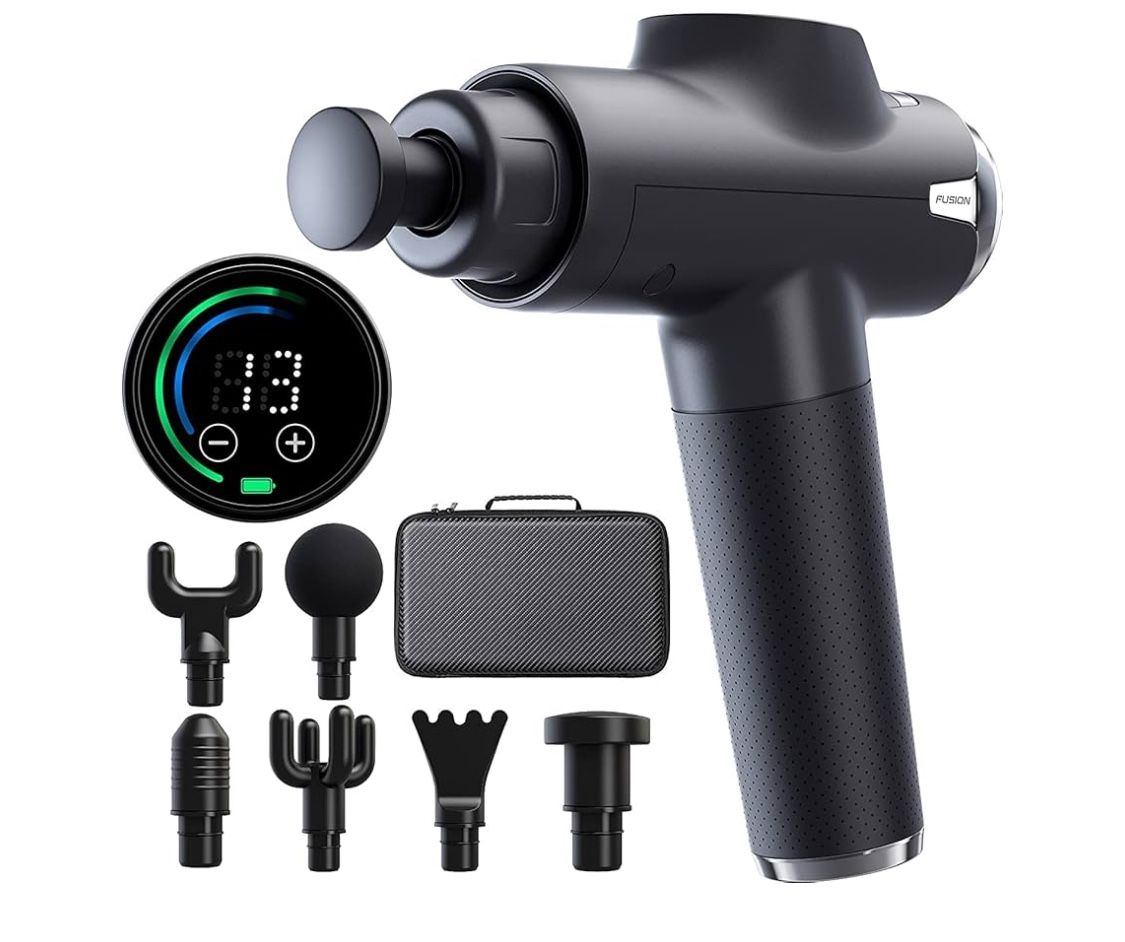 Fusion Black Pro Deep Tissue Massage Gun for Athletes - Percussion Massager for Pain Relief, Muscle Therapy and Relaxation 600+ bought in past month