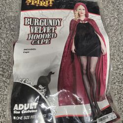 Burgundy Velvet Hooded Cape