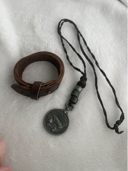 men's bracelet and necklace pair