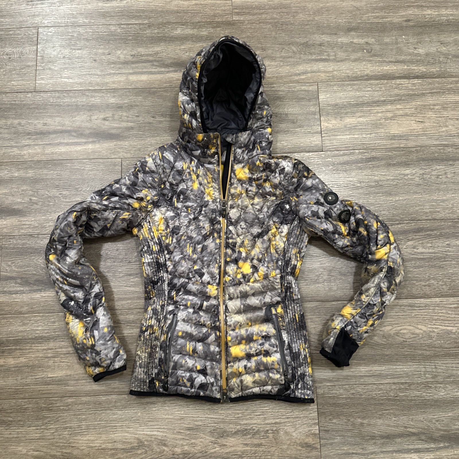 Lole Women’s Winter Parka Jacket Metallic Paint Splatter Insulated Size XS