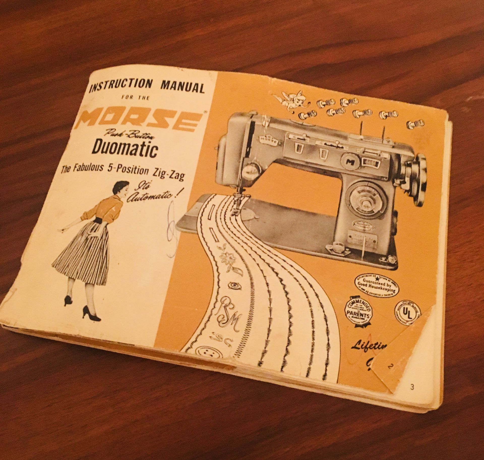 Working Vintage Morse Push Button Duomatic 5 Position Zig Zag Sewing