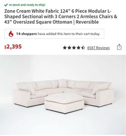 Large Cream Modular Sectional with Ottoman