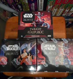 Star wars tcg booster boxes and pre Release kits