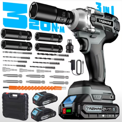 Wireless Impact Wrench, 21V 1/2 Inch, 2400RPM Brushless Power Impact Driver, with a Torque of 236 Ft-Lbs (320N.M), Includes a 2.0Ah Battery, Charger, 