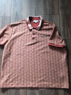 Lacoste Classic Fit Monogram Jacquard Polo Shirt - Iberis Red/Latte 3X