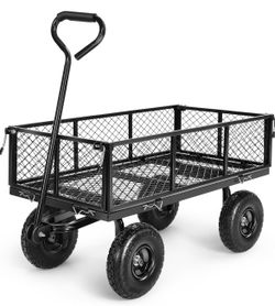  Steel Garden Cart 680 lbs Capacity Heavy Duty Garden Wagons,with Removable Steel Mesh Sides to Convert into Flatbed,Utility Metal Wagon w/ 180°Rotati