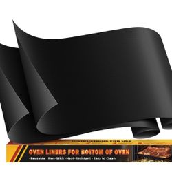 2 Pack Oven Mats for Bottom of Oven, 17"x25" Heavy Duty Non-Stick Oven Liner, Reusable Heat Resistant Grill & Baking Mat, BPA/PFOA Free Roaster Liners