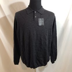 J. Ferrar Charcoal 1/4 Button Up Collared Sweater - Men’s L, NWT, Chest 24”, length 27”