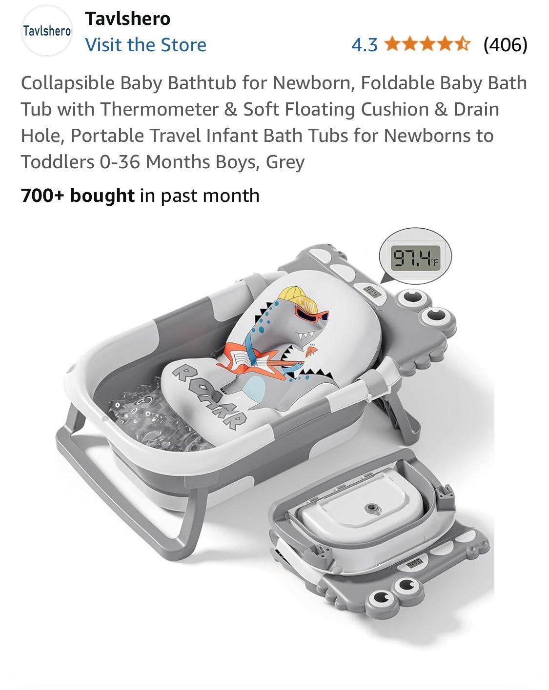 Brand New Collapsible Baby Tub - Grey Alligator $15