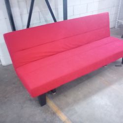 Red Futon With Black Legs 