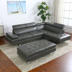 LEATHER GEL SOFA WITH OTTOMAN!!!TEXT 30777 TO 22462 FOR $50 DOWN!!!