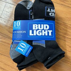 NEW Bud light men’s cushioned socks 10 pairs 