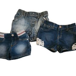 3 pairs toddler girl jean shorts, sz 12 mos, 24 mos & 2T, Circo & Jordache