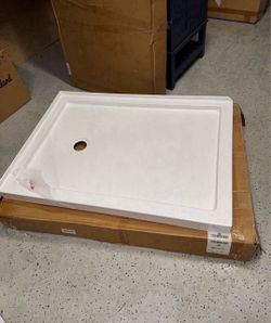 48”X34” Shower Base Pan Corner Left Drain Stand Up in White bath bathroom